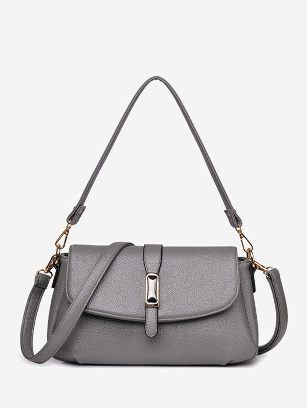 

Large Capacity Solid Color PU Shoulder Bag, Gray