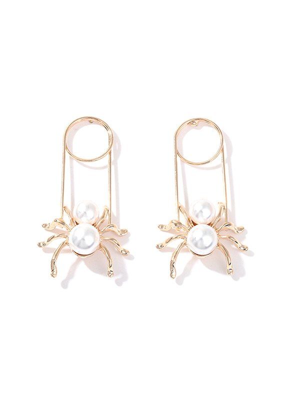 

Faux Pearl Alloy Spider Earrings, White
