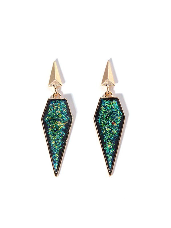 

Geometric Glitter Resin Faux Gemstone Earrings, Sea green
