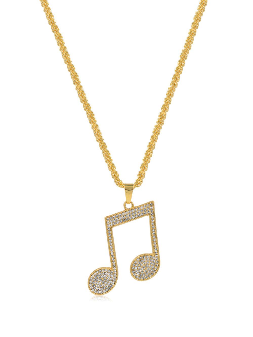 

Rhinestone Music Note Shape Pedant Necklace, Gold