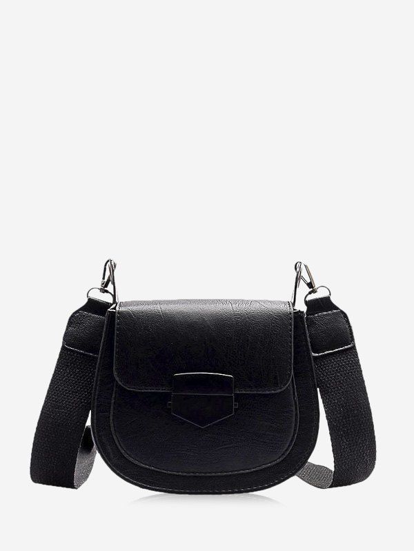 

Retro Wide Buckle Cross Body Bag, Black
