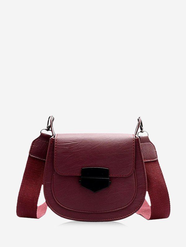 

Retro Wide Buckle Cross Body Bag, Red wine