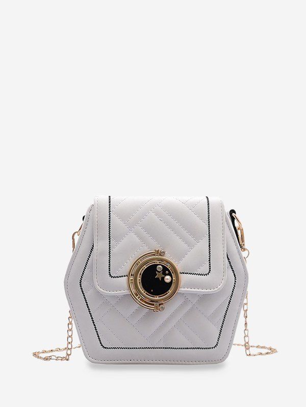 

Chain Hexagon Crossbody Bag, White