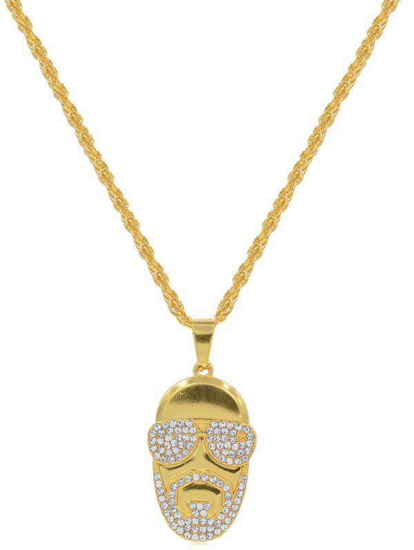 

Rhinestone Cool Man Shape Pendant Necklace, Gold