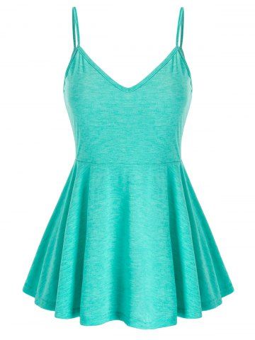 Heathered Flare Cami Top and Pointed Hem Lace Vest