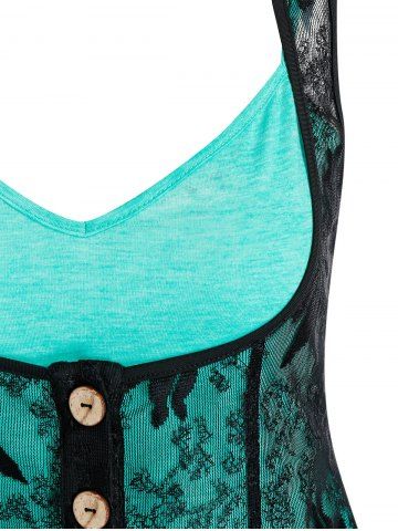 Heathered Flare Cami Top and Pointed Hem Lace Vest