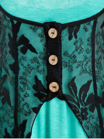 Heathered Flare Cami Top and Pointed Hem Lace Vest