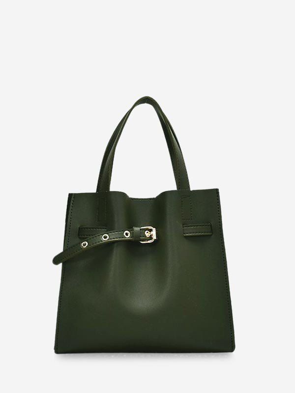 

Buckle Embellished Square Shoulder Bag Set, Green