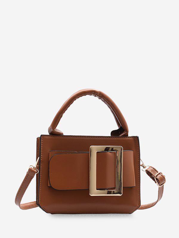 

Buckle Embellished Square Crossbody Bag, Brown
