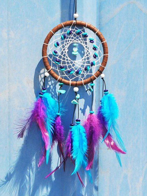 

Home Decoration Beaded Indian Feather Dream Catcher, Light slate blue