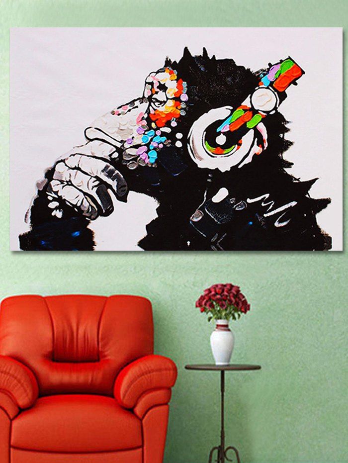 

Orangutan With Earphone Pattern Unframed Painting, Multi-a