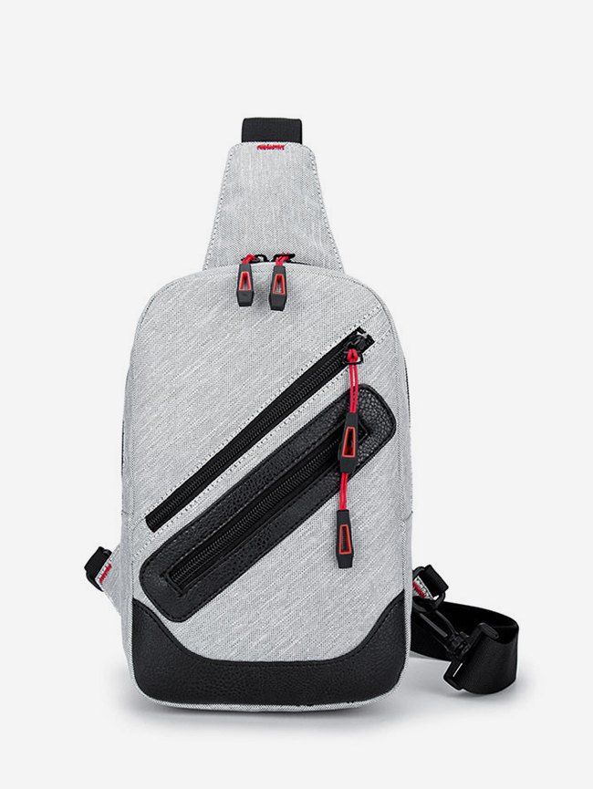 

Slant Pockets Casual Chest Bag, Black
