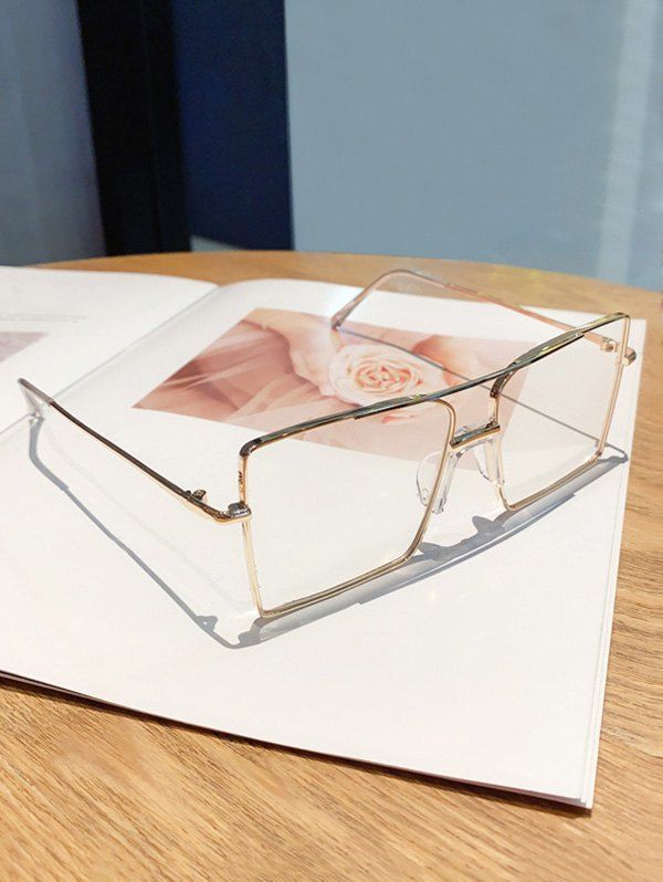 

Retro Metal Oversized Square Glasses, Gold