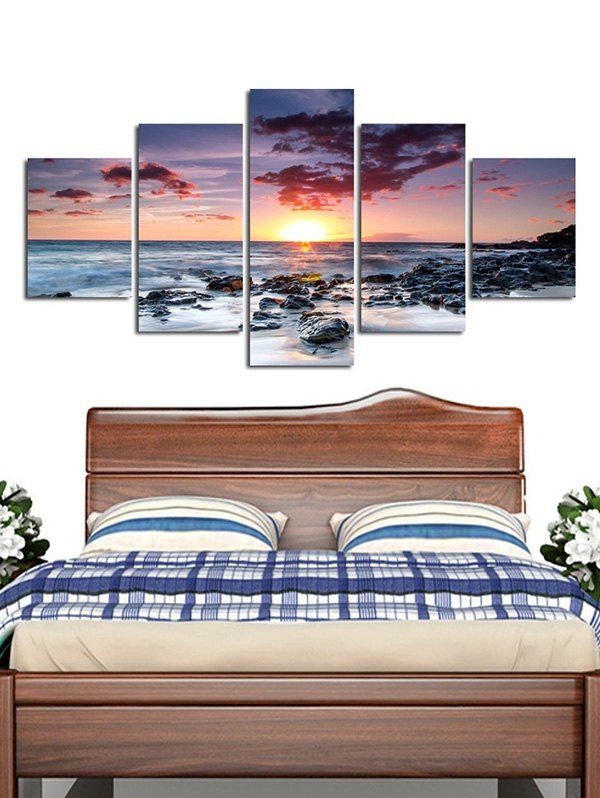 

Sunset Ocean Rock Print Unframed Split Paintings, Multi-a