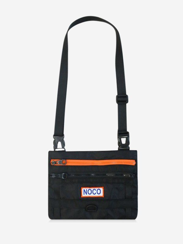

Casual Colorblock Letter Zipper Crossbody Bag, Black
