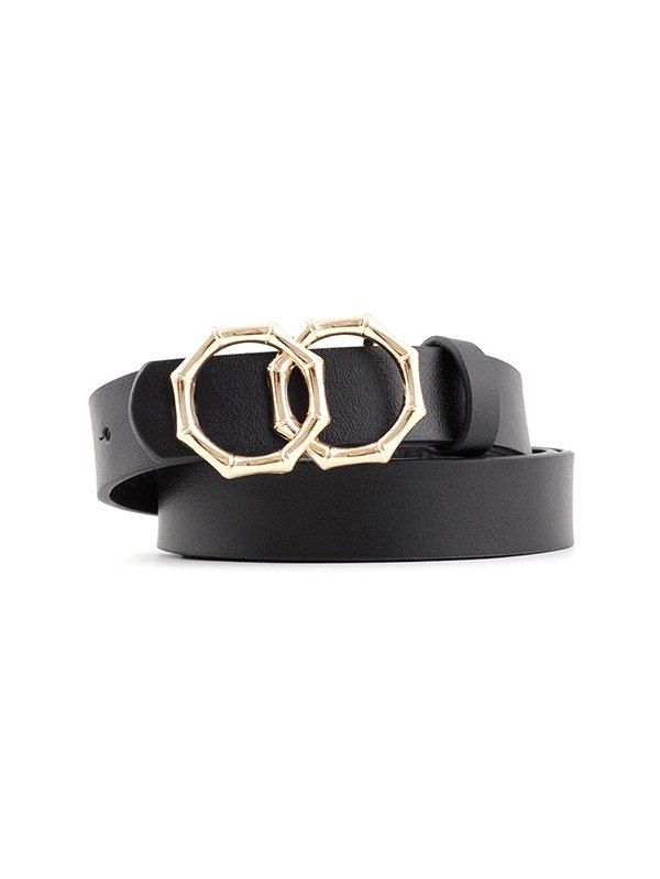 

Bamboo Design Circles Buckle Jeans Belt, Black