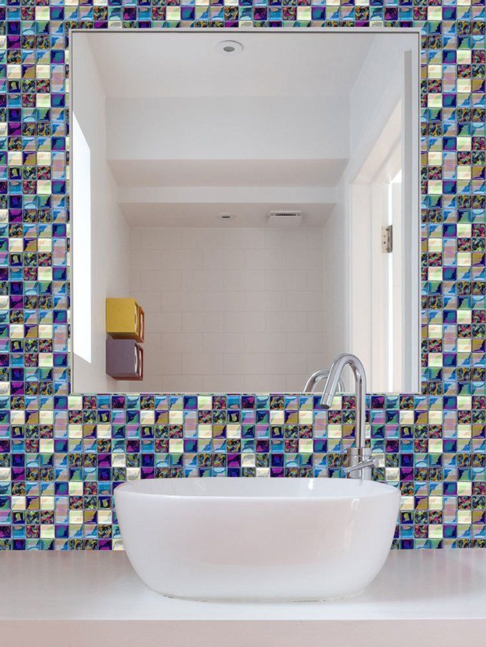 

Colorful Geometric Shape Decorative Wall Stickers Tile Stickers, Multi