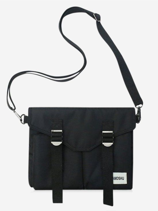

Retro Letter Crossbody Messenger Bag, Black