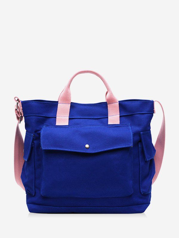 

Canvas Pockets High-capacity Handbag, Blue