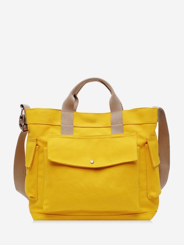 

Canvas Pockets High-capacity Handbag, Yellow