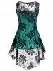 Heathered Flare Cami Top and Pointed Hem Lace Vest -  