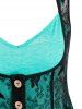 Heathered Flare Cami Top and Pointed Hem Lace Vest -  