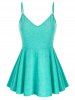 Heathered Flare Cami Top and Pointed Hem Lace Vest -  