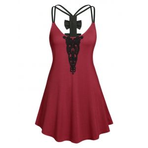 

Plus Size Two Tone Spaghetti Strap Tank Top Clothing, Red wine