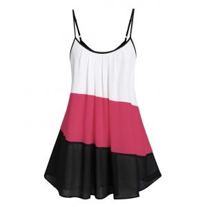 

Plus Size Cami Flare Color Block Tank Top, Violet red