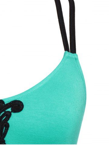 

Plus Size Two Tone Spaghetti Strap Tank Top, Macaw blue green