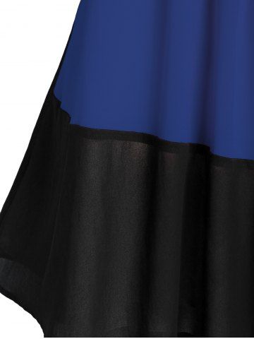

Plus Size Cami Flare Color Block Tank Top, Cobalt blue