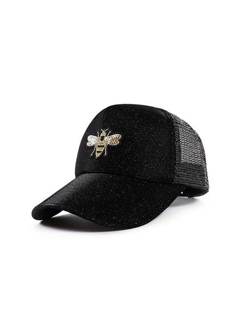

Sequined Bee Embroidery Embellish Trucker Hat, Black