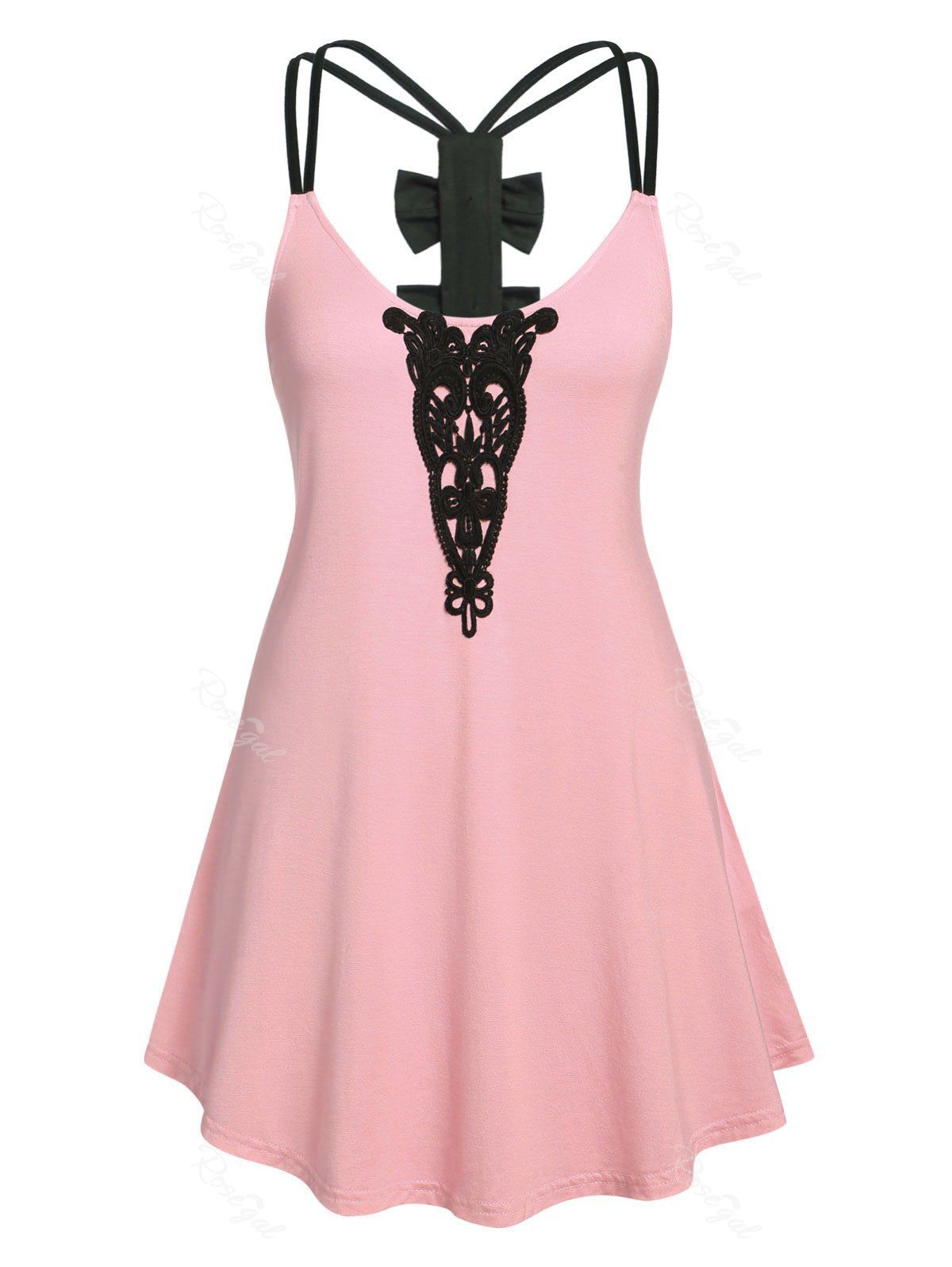 

Plus Size Two Tone Spaghetti Strap Tank Top, Pig pink