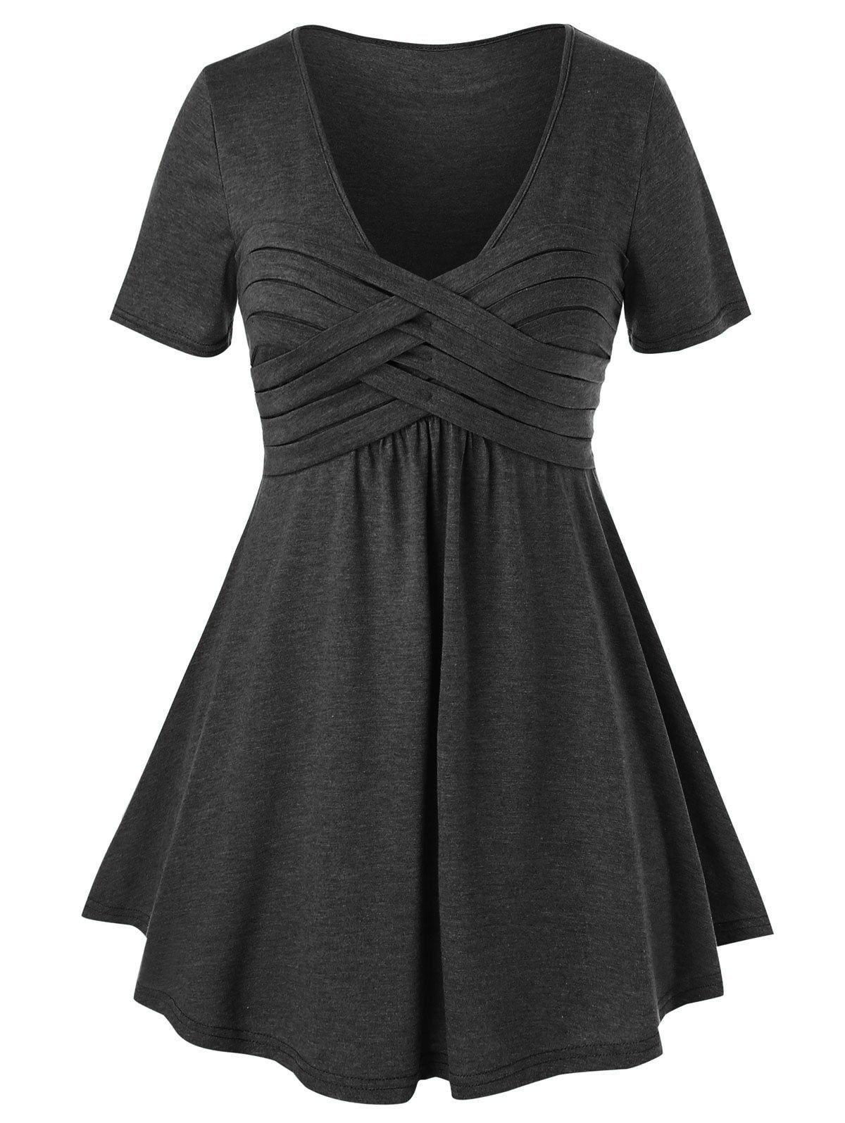 

Plus Size Crisscross Tee, Gray