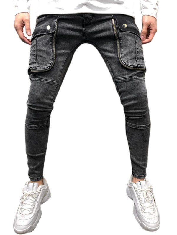

Pocket Design Ripped Casual Jeans, Black