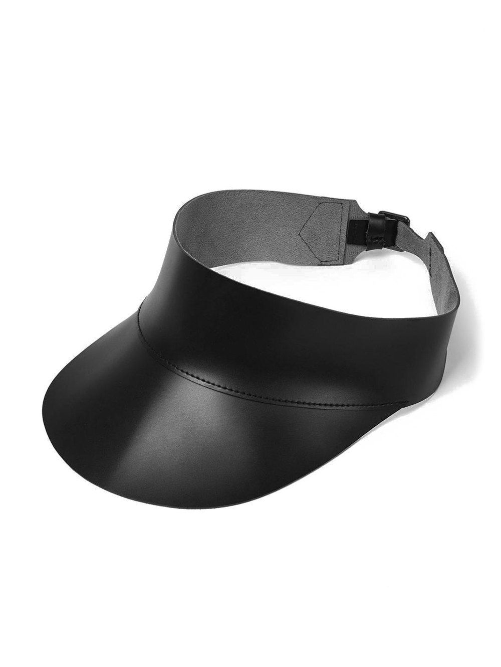 

Leather Sun-resistant Outdoor Visor Cap, Black