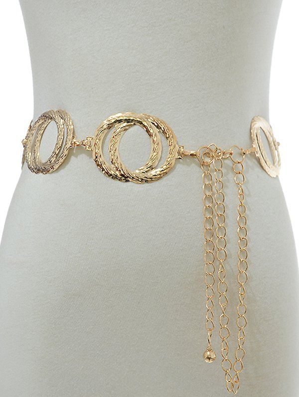 

Hollow Twist Circles Metal Waist Chain, Gold