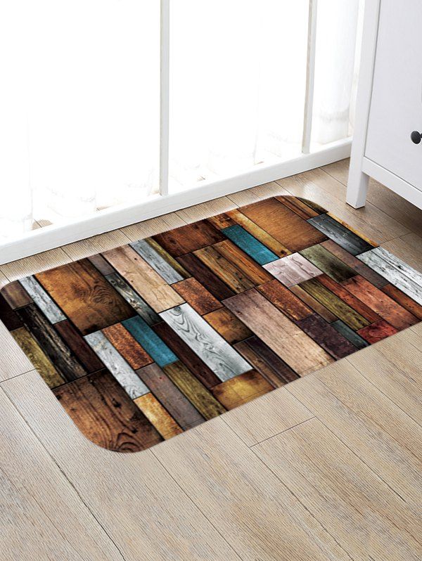 

Colorful Wooden Board Pattern Water Absorption Floor Area Rug, Dark goldenrod