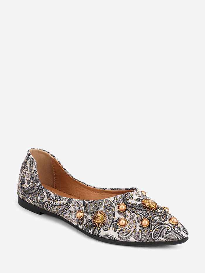 Paisley Print Pointed Toe Ballet Flats [30% OFF] | Rosegal