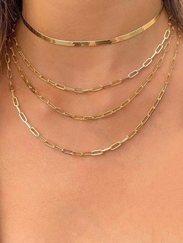 

Layered Steampunk Chain Necklace, Gold