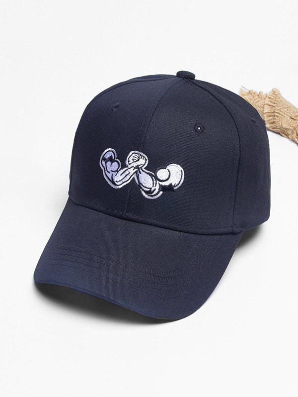 

Hand Wrestling Pattern Embroidery Baseball Cap, Black