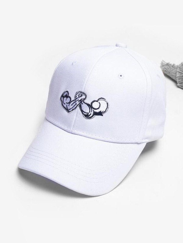 

Hand Wrestling Pattern Embroidery Baseball Cap, White