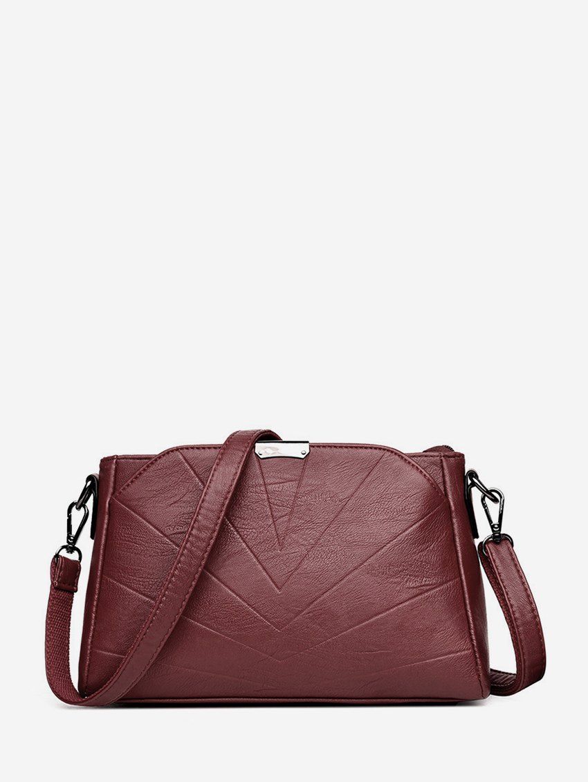 

Chevron PU Leather Crossbody Bag, Cherry red