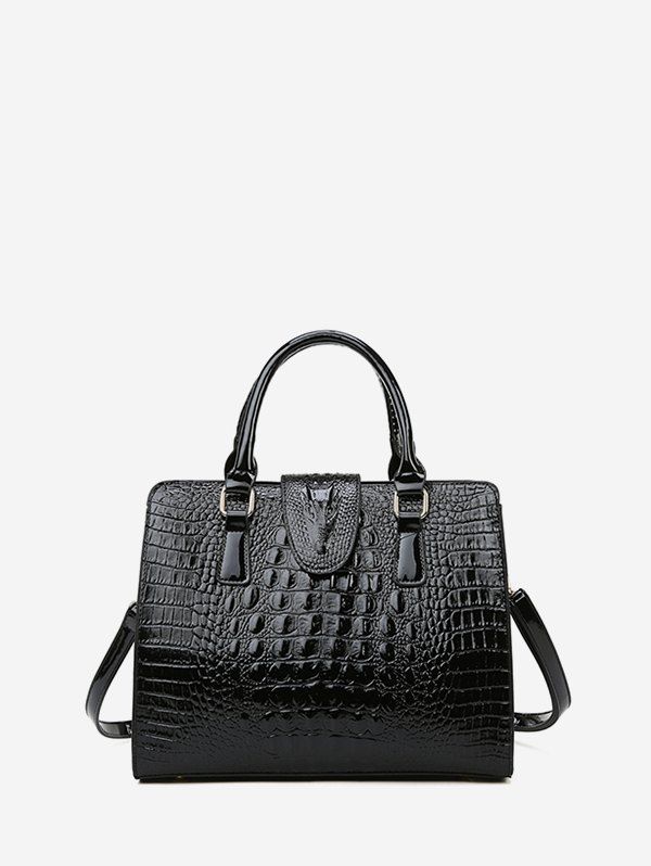 

Animal Embossed PU Leather Tote Bag, Black