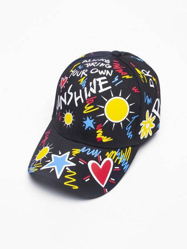 

Letter Graffiti Casual Baseball Cap, Black