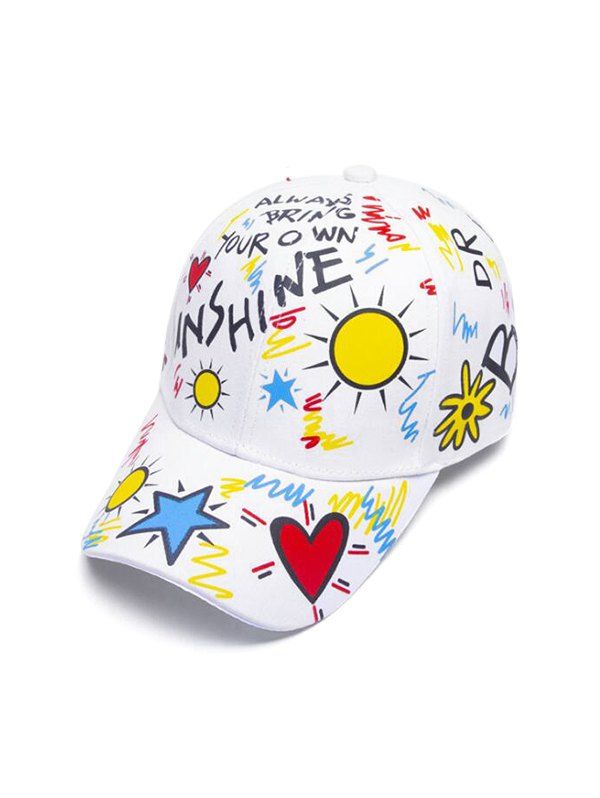 

Letter Graffiti Casual Baseball Cap, White