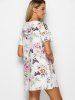 Hooded Ruffled Floral Print Mini Dress -  