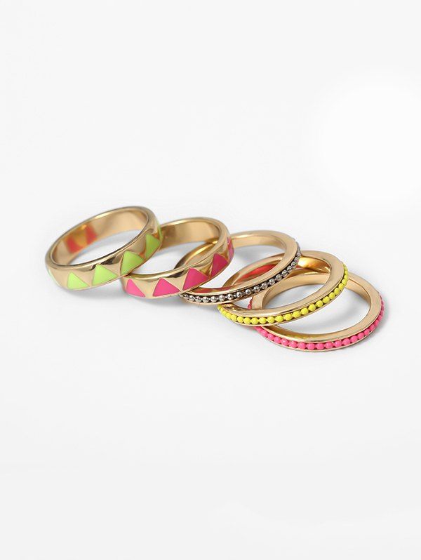 

Ethnic Geo Beads Ring Set, Multi-a