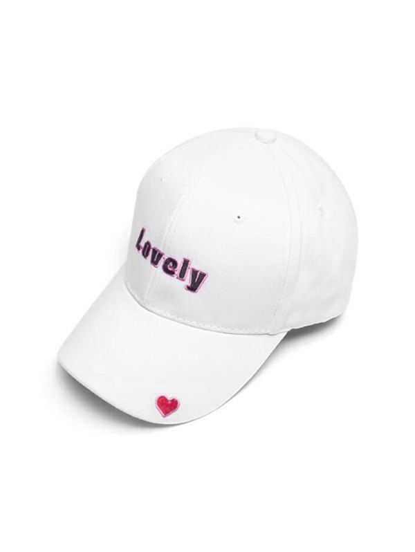 

Letter Heart Embroidery Outdoor Baseball Cap, White