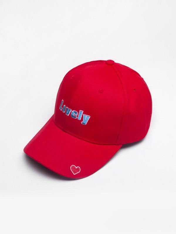 

Letter Heart Embroidery Outdoor Baseball Cap, Red